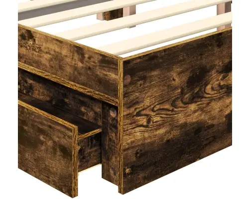 Gultas Rāmis Dūmaka Ozols 100 X 200 Cm Inženierijas Koks Vidaxl