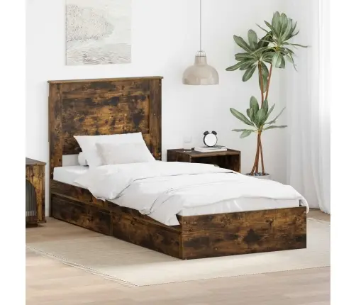 Gultas Rāmis Dūmaka Ozols 100 X 200 Cm Inženierijas Koks Vidaxl