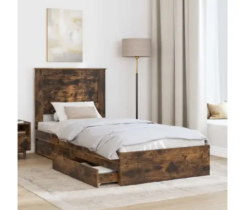 Gultas Rāmis Dūmaka Ozols 100 X 200 Cm Inženierijas Koks Vidaxl