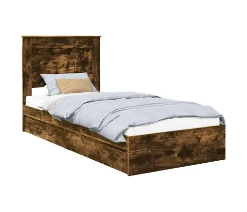 Gultas Rāmis Dūmaka Ozols 100 X 200 Cm Inženierijas Koks Vidaxl