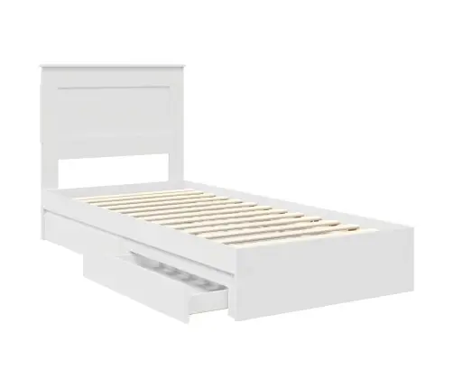 Gultas Rāmis Ar Atvilktni Balts 90 X 200 Cm Inženierijas Koks Vidaxl