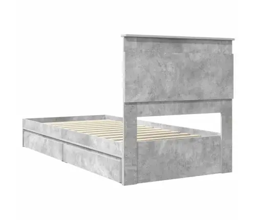 Gultas Rāmis Betona Pelēks 90 X 200 Cm Inženierijas Koks Vidaxl