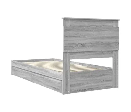 Gultas Rāmis Pelēks Sonoma 90 X 200 Cm Inženierijas Koks Vidaxl