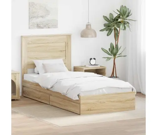 Gultas Rāmis Sonoma Ozols 75 X 190 Cm Inženierijas Koks Vidaxl