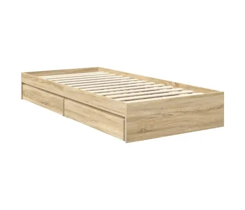 Gultas Rāmis Sonoma Ozols 75 X 190 Cm Inženierijas Koks Vidaxl