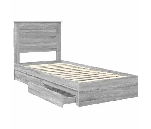 Gultas Rāmis Pelēks Sonoma 75 X 190 Cm Inženierijas Koks Vidaxl