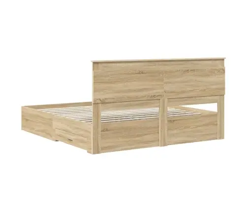 Gultas Rāmis Ar Atvilktni Ar Galvas Klāju Inženierijas Koks Vidaxl