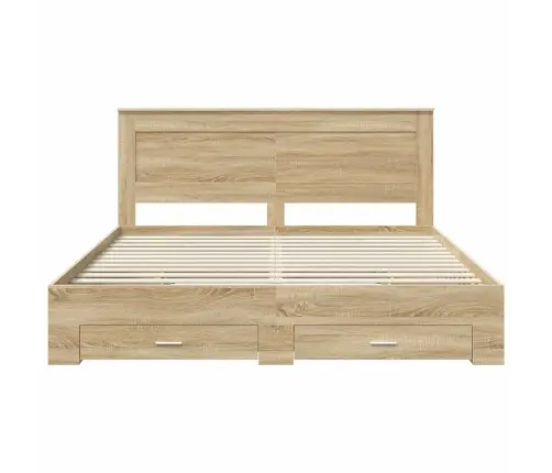 Gultas Rāmis Ar Atvilktni Ar Galvas Klāju Inženierijas Koks Vidaxl