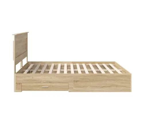 Gultas Rāmis Ar Atvilktni Ar Galvas Klāju Inženierijas Koks Vidaxl