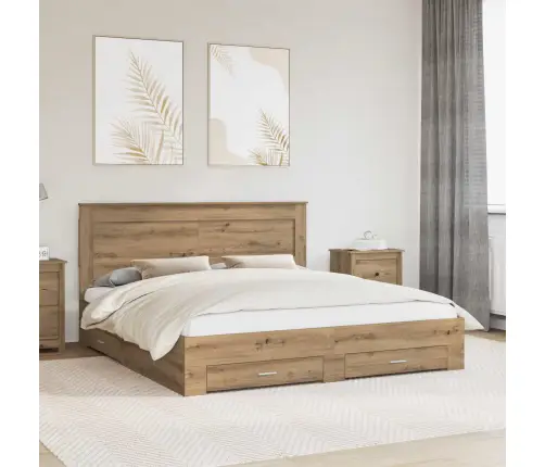 Voodi Raam Sahtliga Peaga Ladustamisega Tehispuit