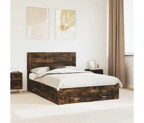 Voodi Raam Sahtliga Peaga Ladustamisega Tehispuit