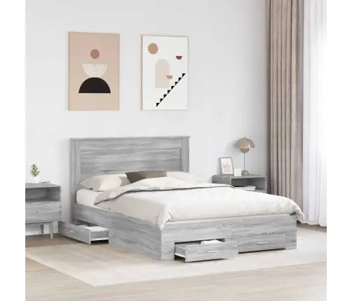 Voodi Raam Sahtliga Peaga Ladustamisega Tehispuit