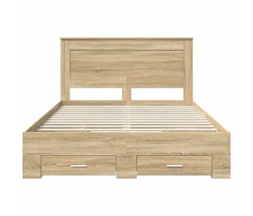 Gultas Rāmis Ar Atvilktni Ar Galvas Klāju Inženierijas Koks Vidaxl