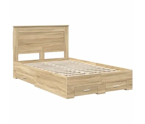 Gultas Rāmis Ar Atvilktni Ar Galvas Klāju Inženierijas Koks Vidaxl