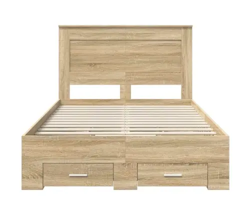 Gultas Rāmis Ar Atvilktni Ar Galvas Klāju Inženierijas Koks Vidaxl