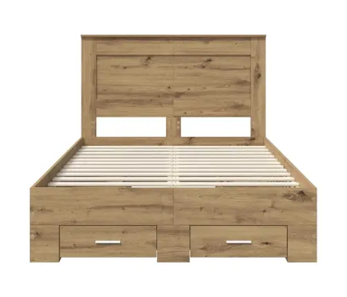 Gultas Rāmis Ar Atvilktni Ar Galvas Klāju Inženierijas Koks Vidaxl