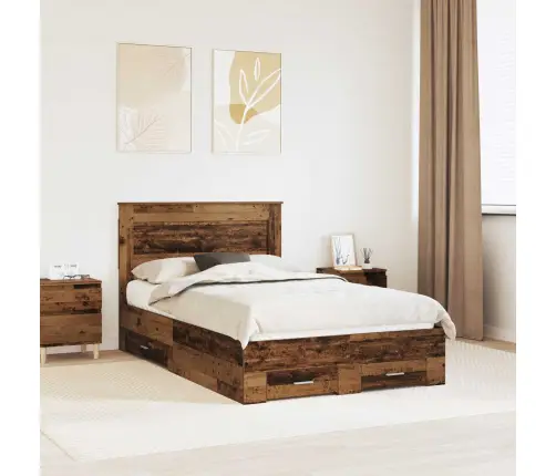 Gultas Rāmis Ar Atvilktni Ar Galvas Klāju Inženierijas Koks Vidaxl