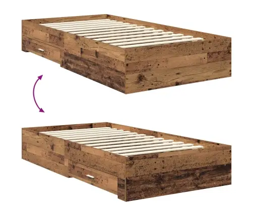 Gultas Rāmis Ar Atvilktni Ar Galvas Klāju Inženierijas Koks Vidaxl