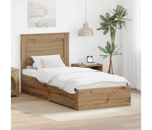 Voodi Raam Sahtliga Peaga Ladustamisega Tehispuit