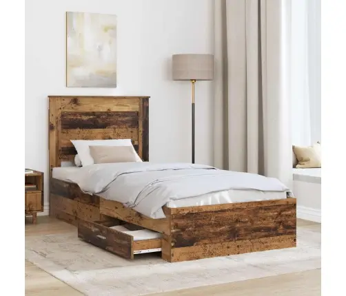 Voodi Raam Sahtliga Peaga Ladustamisega Tehispuit