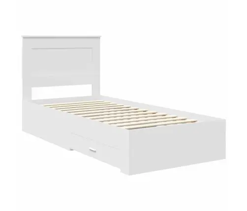 Voodi Raam Sahtliga Peaga Valge Ja Hõbe 75 X 190 Cm Tehispuit