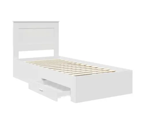 Voodi Raam Sahtliga Peaga Valge Ja Hõbe 75 X 190 Cm Tehispuit