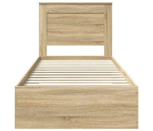 Gultas Rāmis Ar Atvilktni Sonoma Ozols Un Sudrabs 75 X 190 Cm Vidaxl