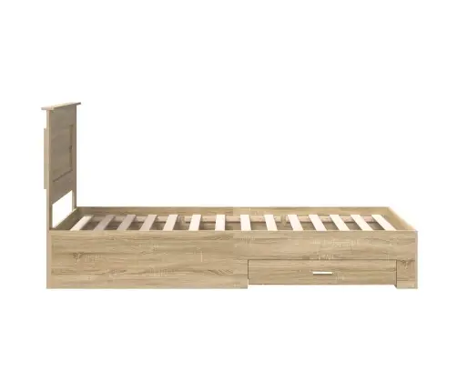 Gultas Rāmis Ar Atvilktni Sonoma Ozols Un Sudrabs 75 X 190 Cm Vidaxl