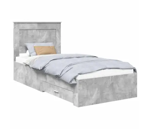 Voodi Raam Sahtliga Betoonhall Ja Hõbe 75 X 190 Cm Tehispuit