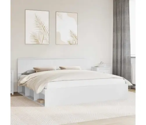 Gultas Rāmis Balts 200 X 200 Cm Ciets Priedes Koks Vidaxl