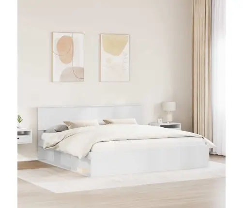 Gultas Rāmis Balts 200 X 200 Cm Ciets Priedes Koks Vidaxl