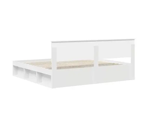 Gultas Rāmis Balts 200 X 200 Cm Ciets Priedes Koks Vidaxl