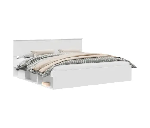 Gultas Rāmis Balts 200 X 200 Cm Ciets Priedes Koks Vidaxl