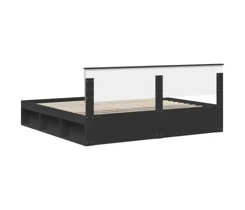 Voodi Raam Peaga Must 200 X 200 Cm Tahke Mänd