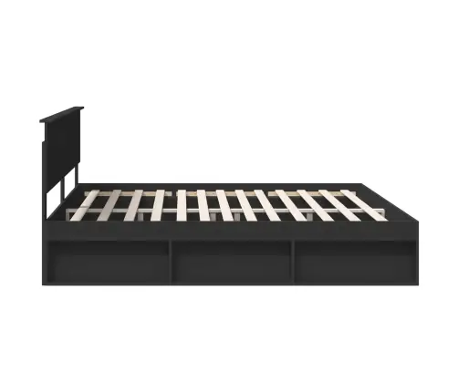 Voodi Raam Peaga Must 200 X 200 Cm Tahke Mänd