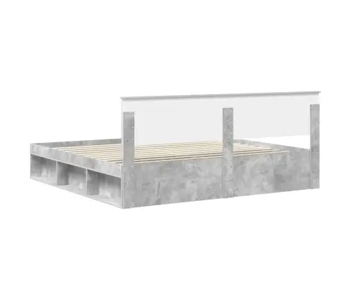 Gultas Rāmis Betons 200 X 200 Cm Ciets Priedes Koks Vidaxl