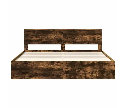 Gultas Rāmis Dūmaka Ozols 200 X 200 Cm Ciets Priedes Koks Vidaxl