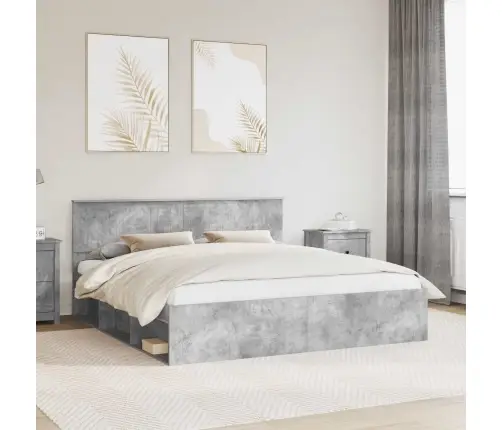 Voodi Raam Peaga Betoon 180 X 200 Cm Tahke Mänd