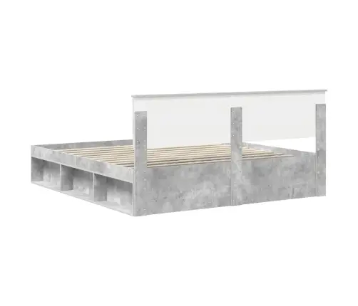 Voodi Raam Peaga Betoon 180 X 200 Cm Tahke Mänd