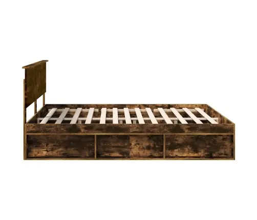 Voodi Raam Peaga Suitsetatud Tamm 180 X 200 Cm Tahke Mänd