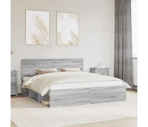 Gultas Rāmis Pelēks Sonoma 180 X 200 Cm Ciets Priedes Koks Vidaxl