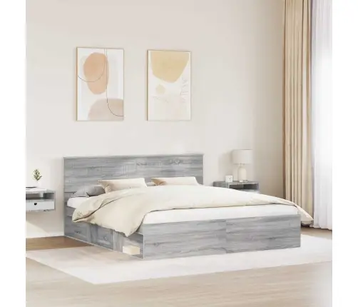 Gultas Rāmis Pelēks Sonoma 180 X 200 Cm Ciets Priedes Koks Vidaxl