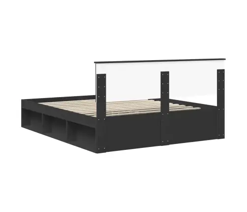 Gultas Rāmis Melna 160 X 200 Cm Ciets Priedes Koks Vidaxl