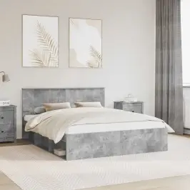 Gultas Rāmis Betons 160 X 200 Cm Ciets Priedes Koks Vidaxl