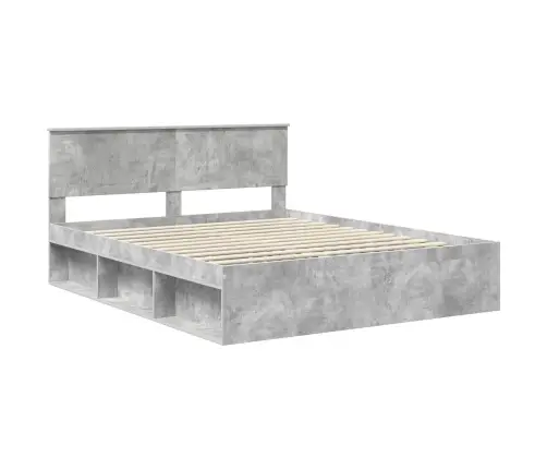 Voodi Raam Peaga Betoon 160 X 200 Cm Tahke Mänd