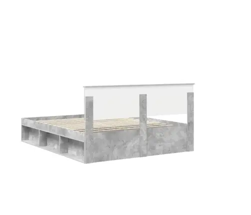 Voodi Raam Peaga Betoon 160 X 200 Cm Tahke Mänd