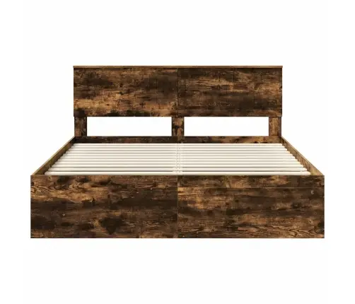 Gultas Rāmis Dūmaka Ozols 160 X 200 Cm Ciets Priedes Koks Vidaxl