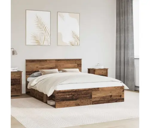 Gultas Rāmis Vecs Koks 160 X 200 Cm Ciets Priedes Koks Vidaxl