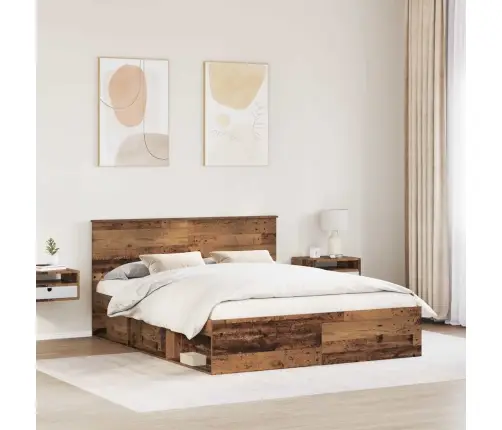 Gultas Rāmis Vecs Koks 160 X 200 Cm Ciets Priedes Koks Vidaxl