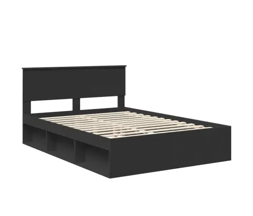 Gultas Rāmis Melna 140 X 190 Cm Ciets Priedes Koks Vidaxl